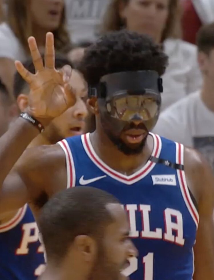 MarkPiselli13's tweet photo. Who wore it better? #MaskedEmbiid #ScubaSteve https://t.co/LUPVVixejo