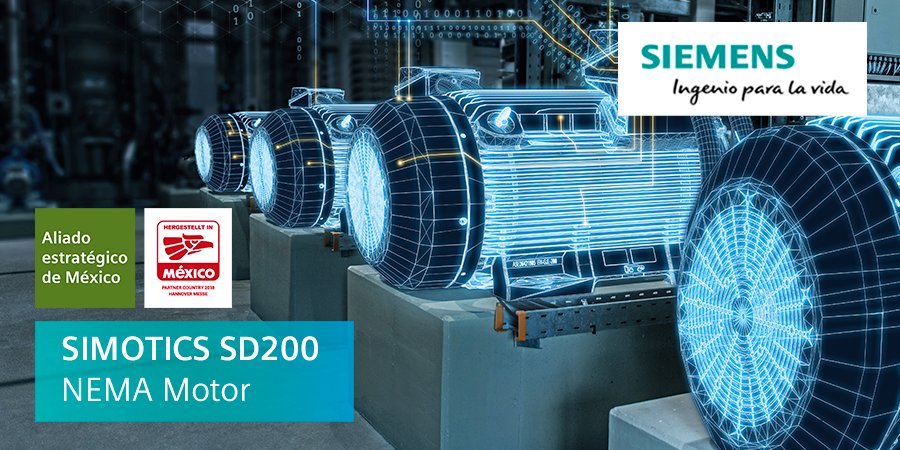Siemens_Mexico's tweet photo. ¿Desarrollar un motor en tiempo récord en una planta mexicana? ¡Es posible! 
El ingenio mexicano está presente en #HM18 con el motor #SIMOTICS #SD200 NEMA. Conócelo: https://t.co/0MH86AqWQZ
#SiemensMéxico #HannoverMesse https://t.co/o2VioLFLw0
