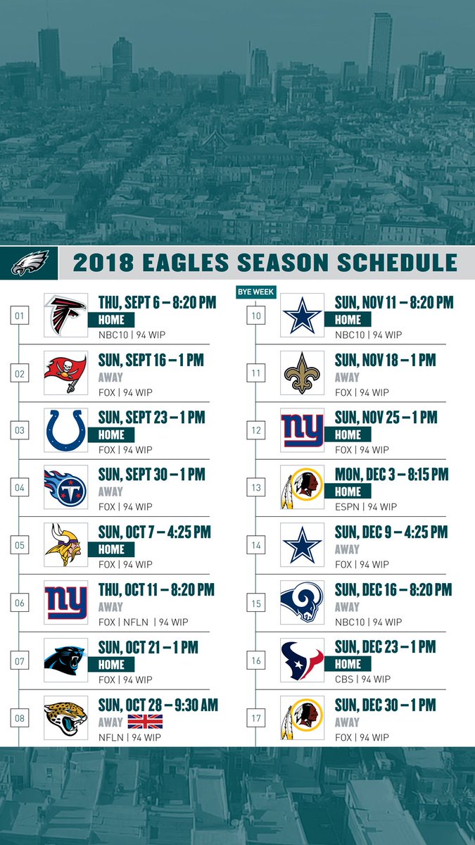 printable eagles schedule