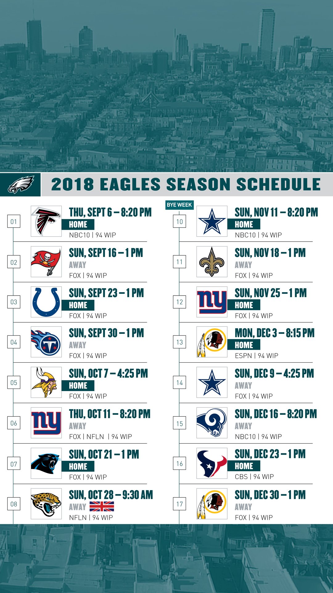 philadelphia eagles football schedule this year