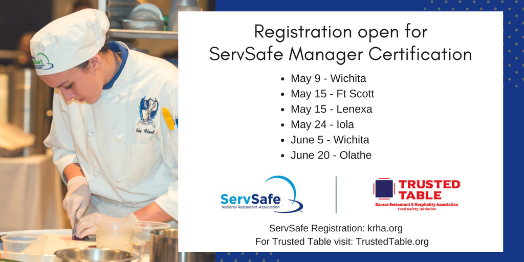 KSRestaurant's tweet photo. Register for ServSafe training at https://t.co/q5Z7P3Jyul - KRHA partners with K-State Research &amp; Extension across the state to offer ServSafe training.  Let us know if there is not a class on the schedule to meet your needs. #ServSafe #FoodSafety #TrustedTable https://t.co/AtOGUG9Aoz