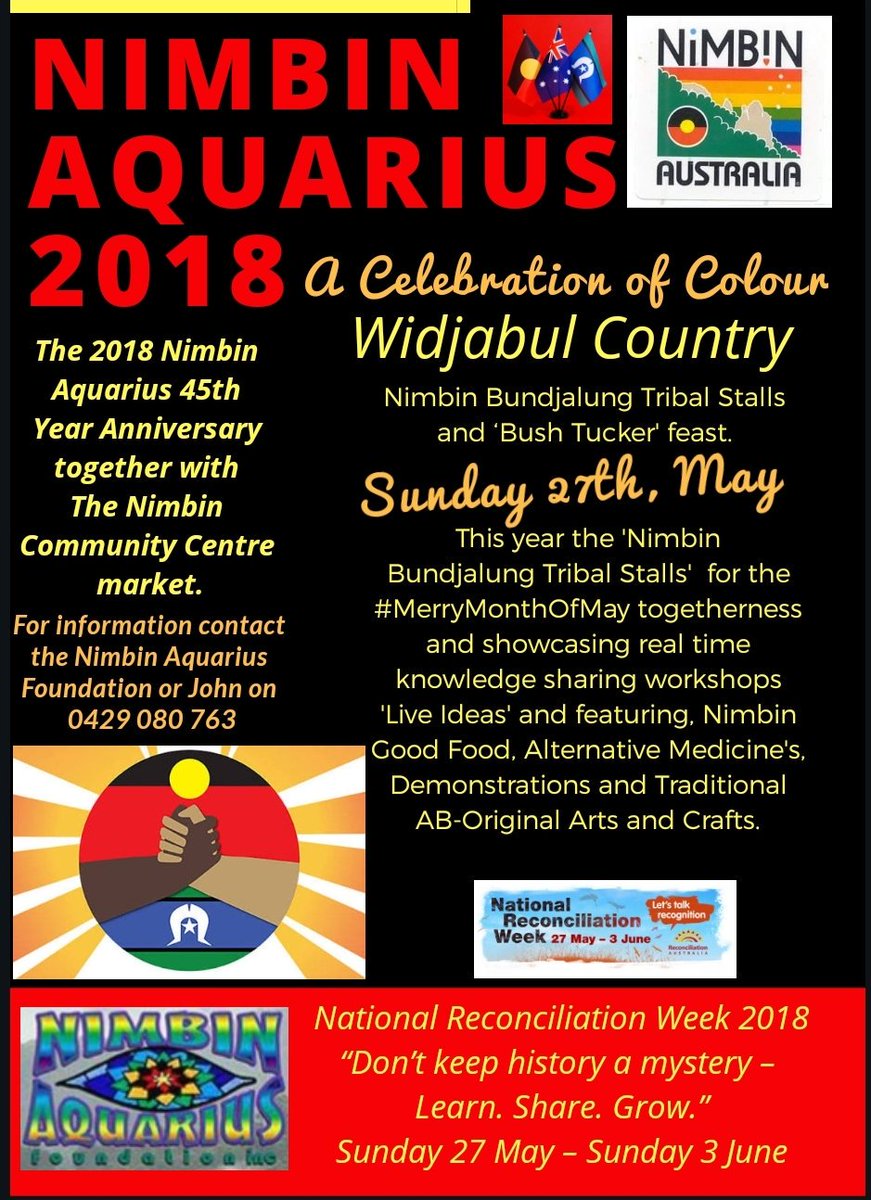 #Nimbin #WidjabulCountry #Bundjalung #BundjalungNation #APlaceOfHealing #AbORIGINAL #Market 
#NationalReconciliationWeek 2018
“Don’t keep history a mystery – 
Learn. Share. Grow.”
<a href="/RecAustralia/">Reconciliation Australia</a> <a href="/NSWRC/">李电</a>
The 2018 Nimbin Aquarius 45th Year Anniversary #NAF2018 #ACelebrationOfColour