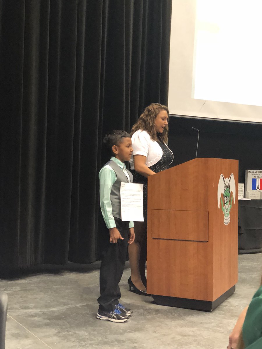 SHSFalcons's tweet photo. Our @StaleyPrincipal , Mr Smith opens our Mother’s Tea and his wife and son read a letter from a Mom to a Principal! #FalconTradition @NKCSchools https://t.co/FTDL02eH06