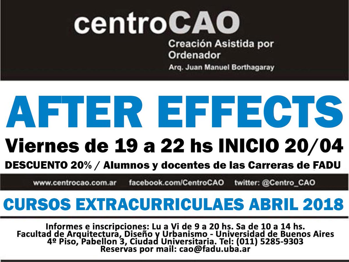Centro_CAO's tweet photo. Mañana te esperamos, todavia queda lugar. Veni y anotate!!!! @ardiarqui  @AdobeAE https://t.co/qJ1igcURzf