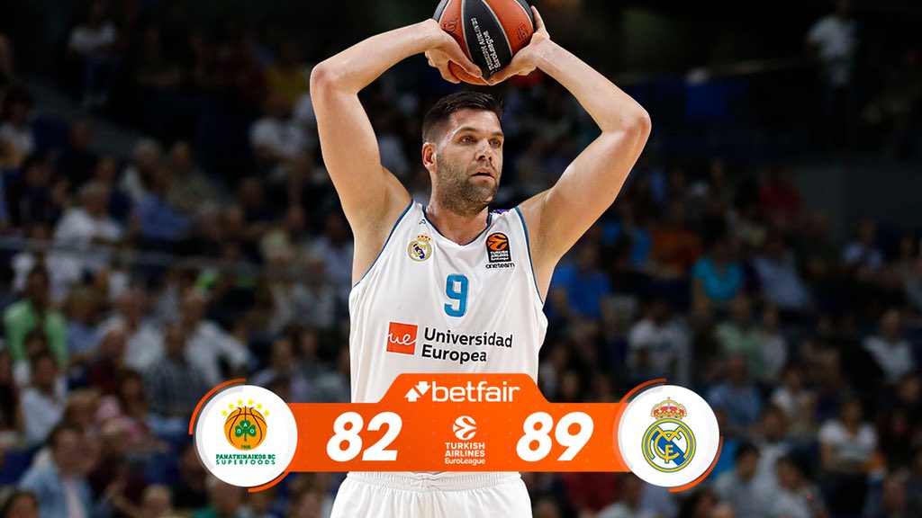 RMBaloncesto's tweet photo. 🙌🔥🏀 FINAL. Trabajada victoria de equipo en el OAKA. ¡Ponemos el 1-1 en la eliminatoria y volvemos a Madrid con el factor cancha a favor! 
⛹️👊🏼 Enorme partido de @9FelipeReyes (18 puntos; 25 de valoración).

 #HalaMadrid  | #GameON https://t.co/cym5KvWBzW