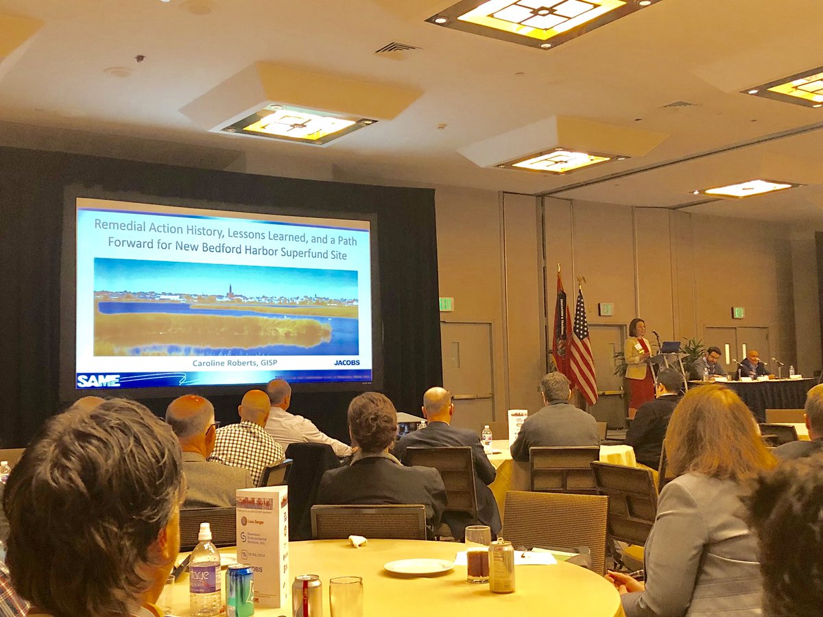 sevenson_inc's tweet photo. Shoutout to @mcsroberts from our team partner  @JacobsConnects who gave an awesome presentation on our New Bedford Harbor Superfund Site Project! #DCHWS #EnvironmentalConference https://t.co/3o6K82FozH