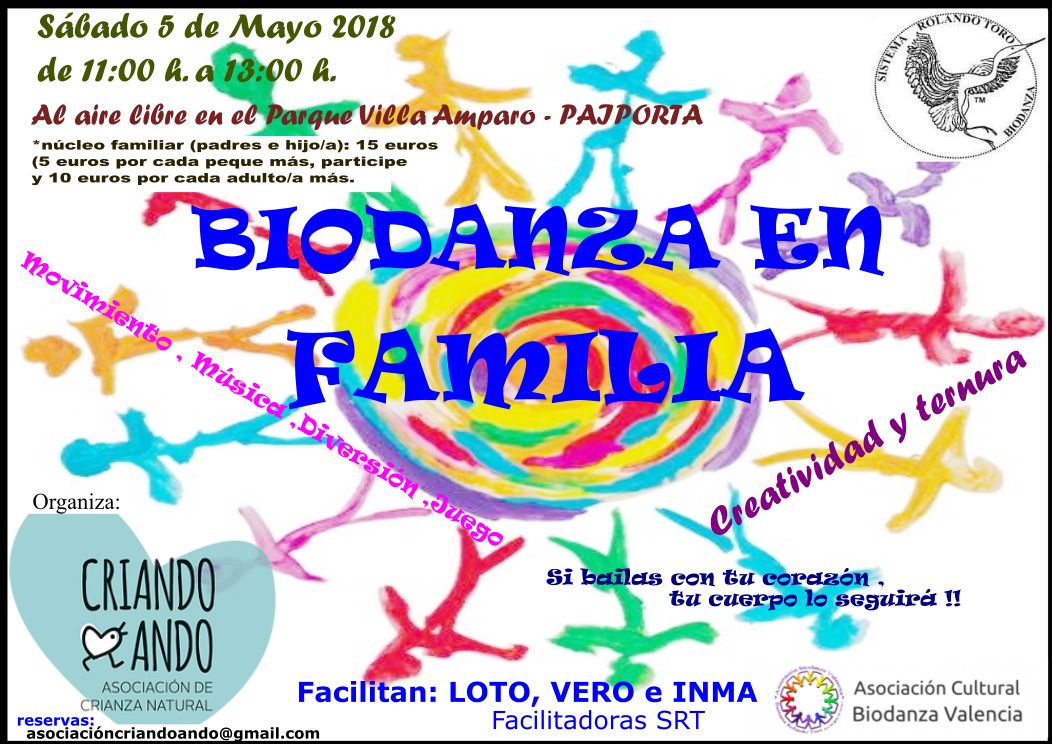 a_criandoando's tweet photo. Más actividades. Taller de #biodanza en familia con @Biodanza_Loto. El 5 de mayo en #paiporta las familias socias disponen de un descuento de 5€ anímate, lo pasaremos en grande. https://t.co/hFNgK4fhns
