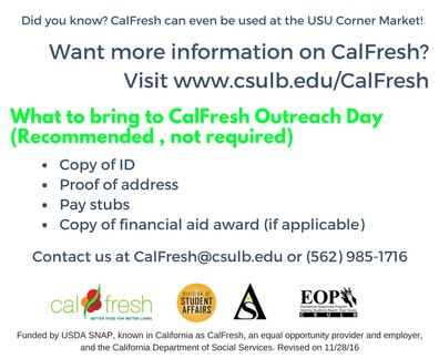 CalFresh Outreach Day is quickly approaching! Save the date and come check it out. See if you qualify for CalFresh! 🍎