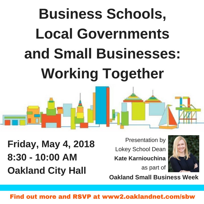 LokeyGSB's tweet photo. How would you like to see the Lokey School help Oakland? Join Lokey Dean Kate Karniouchina and #Oakland #SmallBusinessWeek on May 4 and share your thoughts!
RSVP at https://t.co/8q1SOvQtNn https://t.co/dDQ1mapU2F