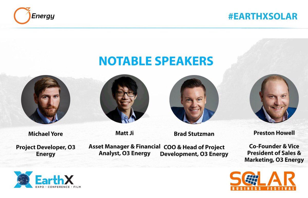 O3Energy's tweet photo. We are honored to have 4 speakers from the @O3Energy team present this year at the first annual EarthXSolar! @earthxorg #EarthX #Solar #EarthXSolar #EarthDay #Dallas #FairPark https://t.co/HqHHbZa4TU