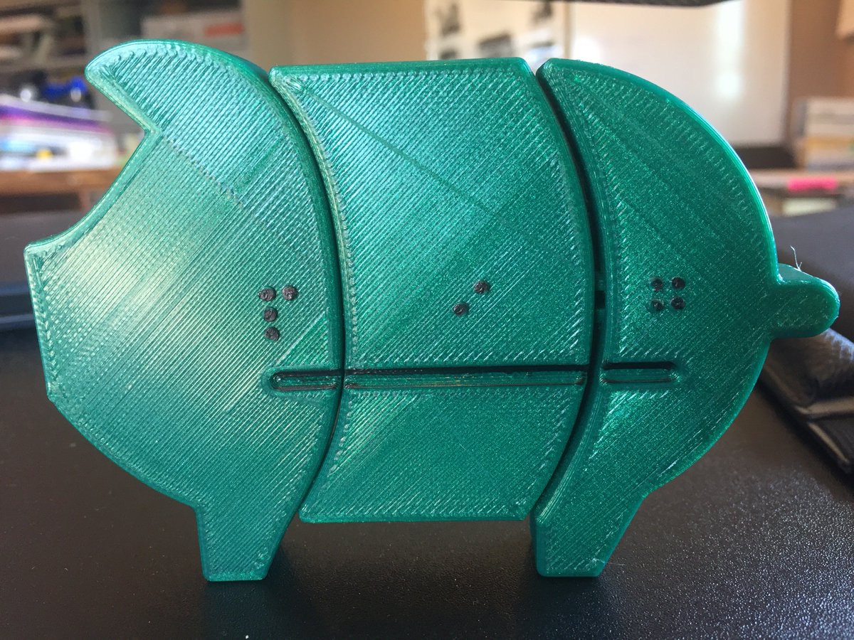 neal_at's tweet photo. Hot off the presses! #Fittle #puzzle to help teach #braille literacy. Awesome #3dprint that came out really clean. Going to print as may as I can 4 R #blind &amp; #lowvision kiddos. https://t.co/RvJG7VClvZ #AssistiveTech #MakeAnImpact #OpenSource https://t.co/5hydTG3mZH