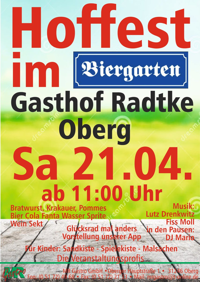 Mario_Roffka's tweet photo. 11:00 Uhr offiz. Fassanstich. Musik von DJ Mario, von der Gitarrengruppe Fiss Moll  und von Lutz Drenkwitz - Liedermacher aus Berlin. Ihr könnt den ganzen Tag vorbeischauen, wir freuen uns auf Euch! #draussensitzen #biergarten #gasthofradtke #oberg https://t.co/BPqcPT4PTZ