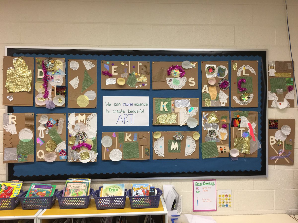 mrs_scott_1's tweet image. Earth Day collages that we made by reusing and recycling different materials #Grade1 #earthday