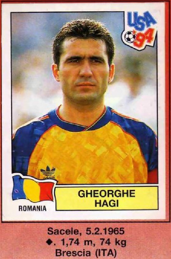 Verminosos's tweet photo. Faltam 56 dias para a Copa do Mundo. #CarasDaCopa #Hagi #Romênia #Copade1994 #figurinhas #album #Panini https://t.co/6oBw51fNSy