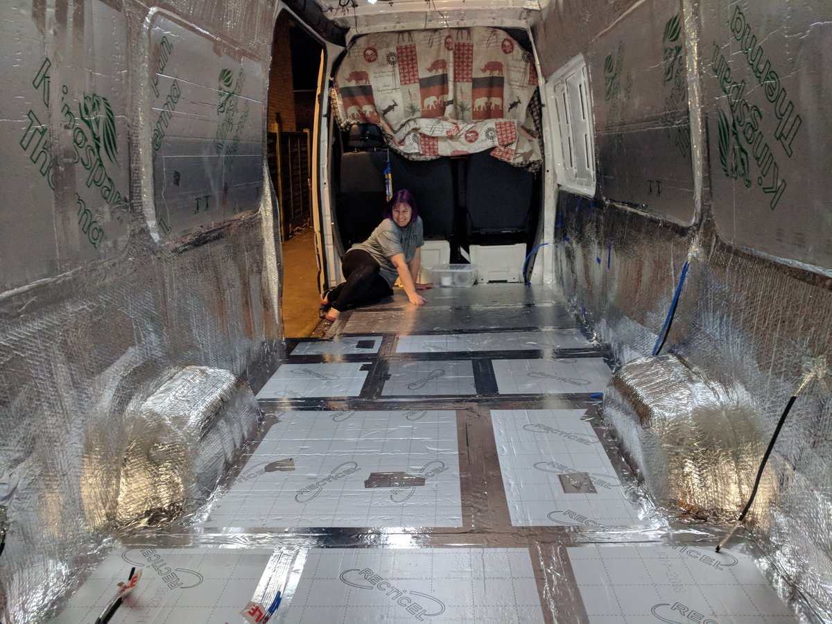 atwialait's tweet photo. All sealed up and ready for the massive, rediculously heavy floor! Then that's as good as it gets for our first night in our van, roughing it at #campquirky18 #vanlife soon! #SelfBuild #vanconversion https://t.co/CkPeFAUfjs