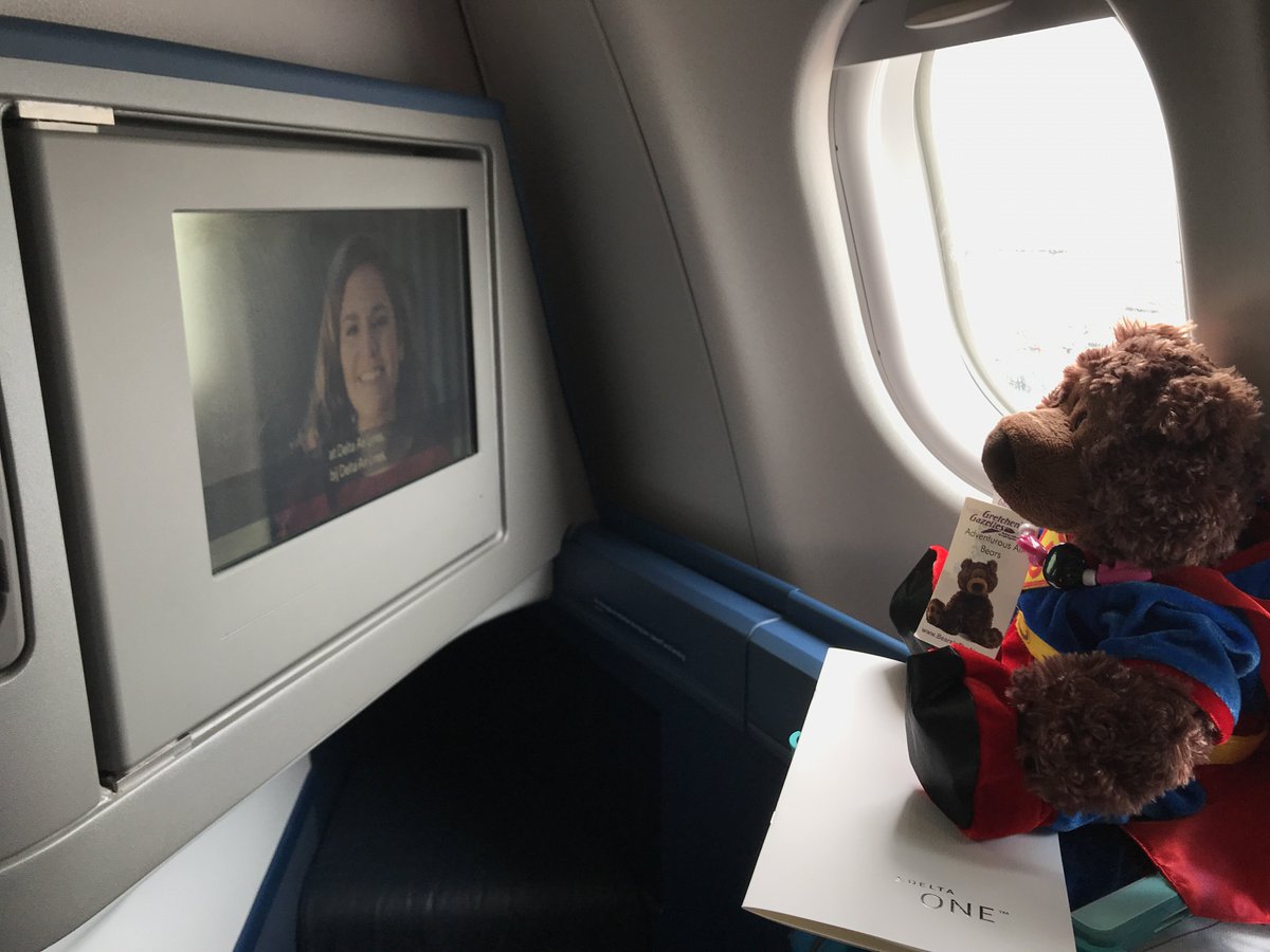 BearsInTheAir's tweet photo. I’ve settled in and have placed my dinner order, now it’s time to enjoy some in-flight entertainment! #AirBear001 #DeltaOne #FlyDeltaJets @AmericanCancer @Delta  https://t.co/uLg4IH9M92 https://t.co/ZZRYv2zaw6