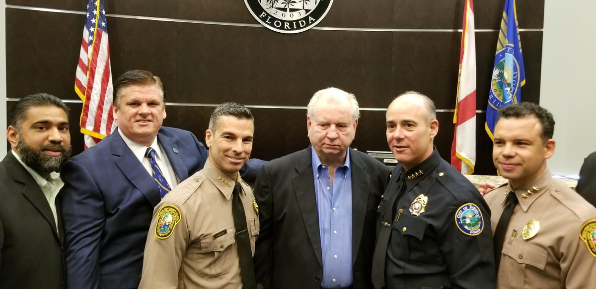 JPerezMia's tweet photo. To think that we were all hired or influenced by the man in the middle.  The greatest @MiamiDadePD Director, Fred Taylor. @DadeCountyPBA https://t.co/sfgpSA3pcT