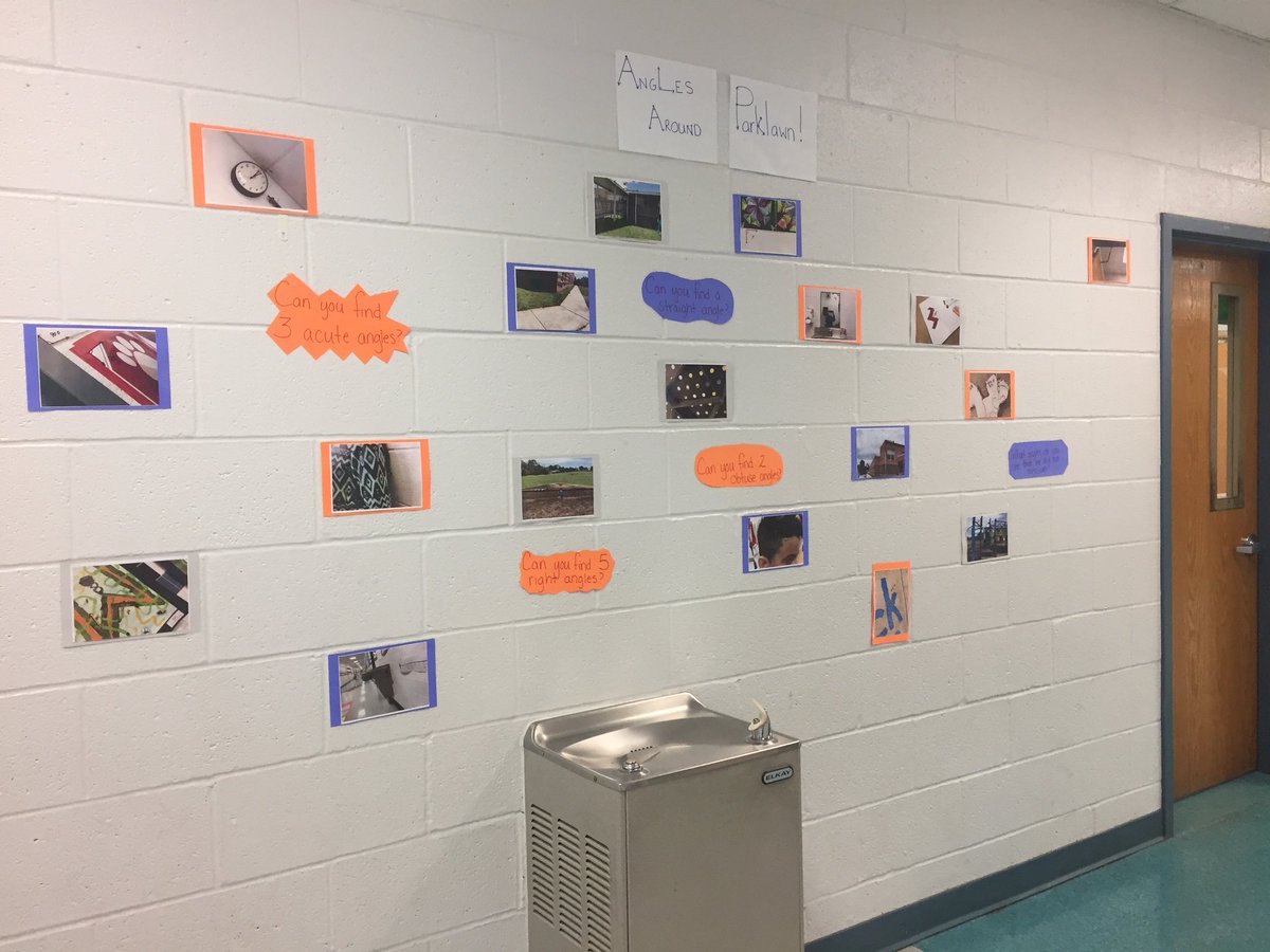 MsDavisMath17's tweet image. Parklawn 5th graders got creative finding angles in the real world around our school, then measuring and classifying them. What angles do you see? @ParklawnFCPS