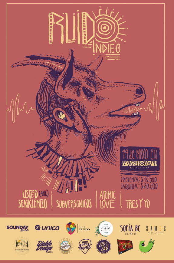 Subversonicos_'s tweet photo. Amigos!!! Ruido Indie-o ya está listo!! Tremendo Line up para esta versión. @udsenalemelo @tresyyorock @AtomicLoveBand @SoundayRecords 
Nos vemos en #Municipal https://t.co/S68sDIlHHB