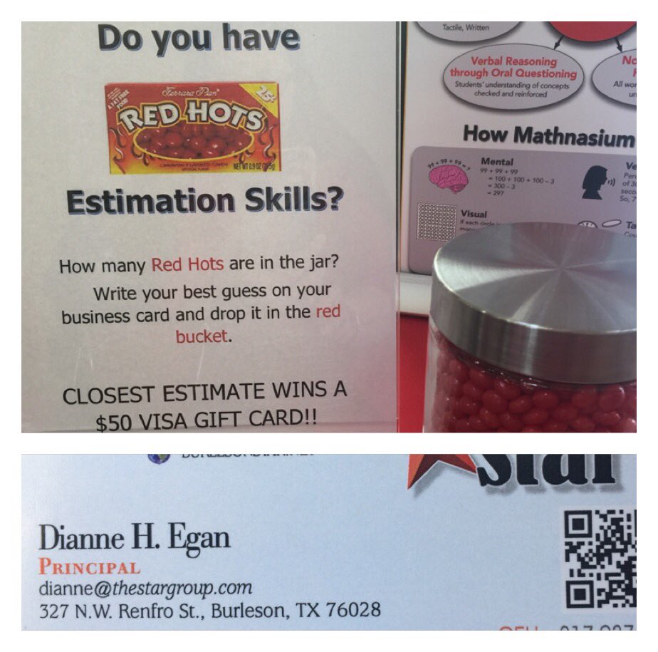 mathnasium_tx's tweet photo. Congratulations Dianne Egan from @BurlesonStar! Her estimation skills were RED HOT at the @BurlesonChamber Spring Quarterly Meeting! #mathnasiummethod #wemakemathmakesense #estimation https://t.co/FOih9nnlVQ