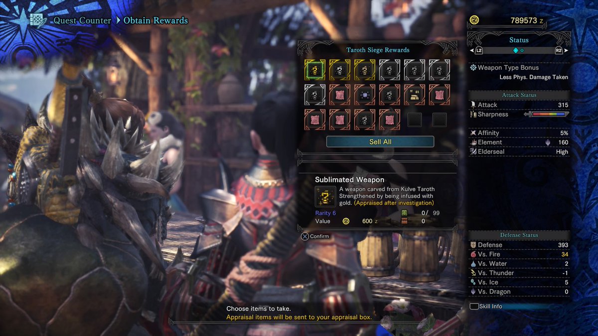 LeashWasHere's tweet photo. Look this is my first time doing the quest... I have no idea how rare the drops are... But I feel great getting all this is one run first time 😂👌 #MHW #MONSTERHUNTERWORLD #KulveTaroth #MHWorld #desiresensor #gem #gold #elderdragon https://t.co/0YRRe70hEd