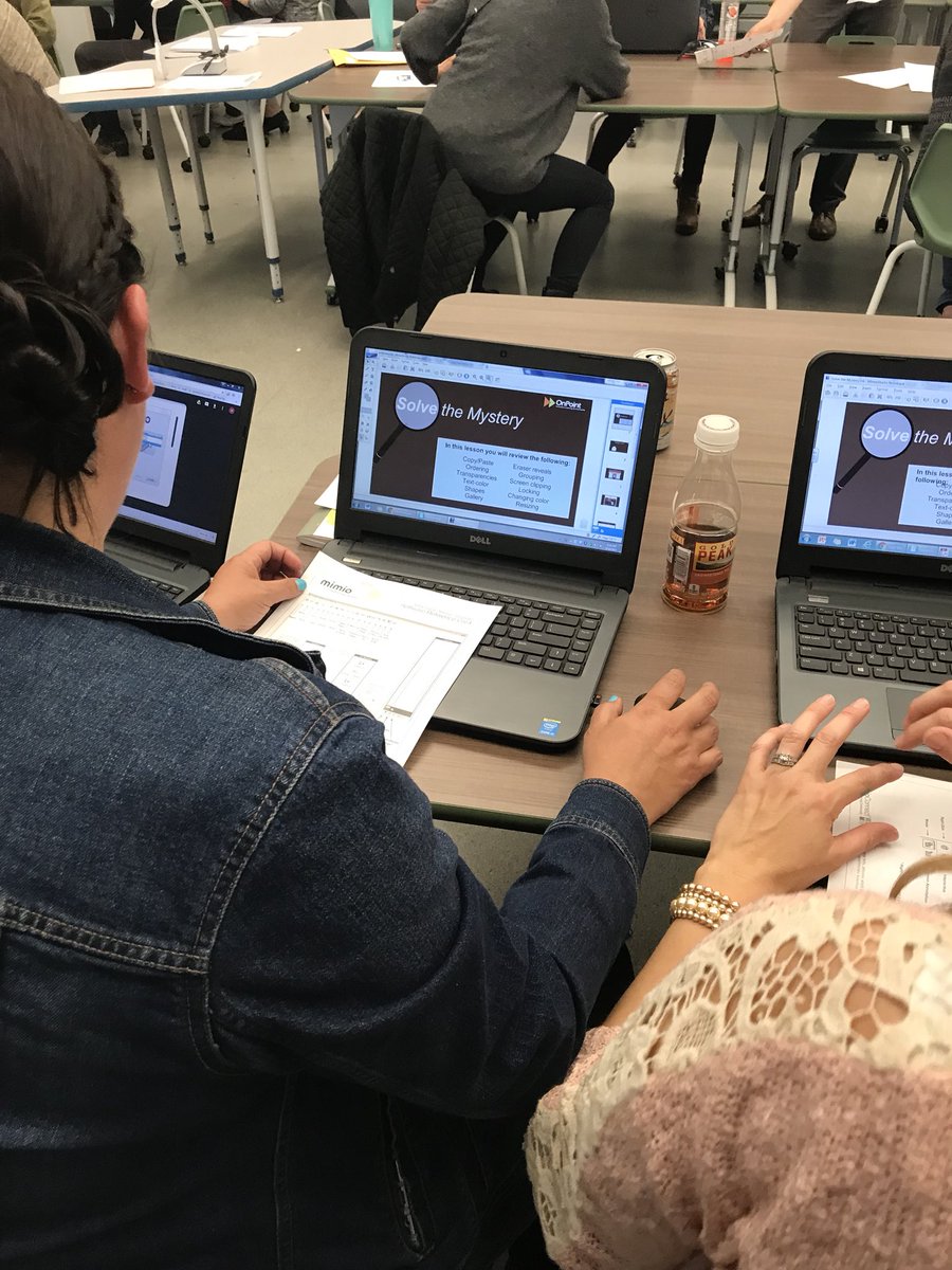 Haweselementary's tweet photo. Team Hawes learning about #mimiomobile! Getting ready for our classroom renovations through measure q! #learninghats #newtechnology #collaboration #stationrotation #behawesome #hawesnation #measureq https://t.co/JvJY1qIJ2G