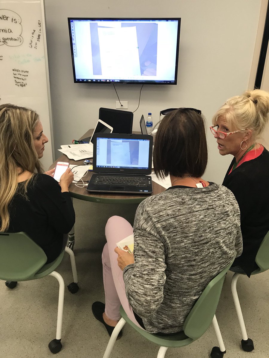 Haweselementary's tweet photo. Team Hawes learning about #mimiomobile! Getting ready for our classroom renovations through measure q! #learninghats #newtechnology #collaboration #stationrotation #behawesome #hawesnation #measureq https://t.co/JvJY1qIJ2G