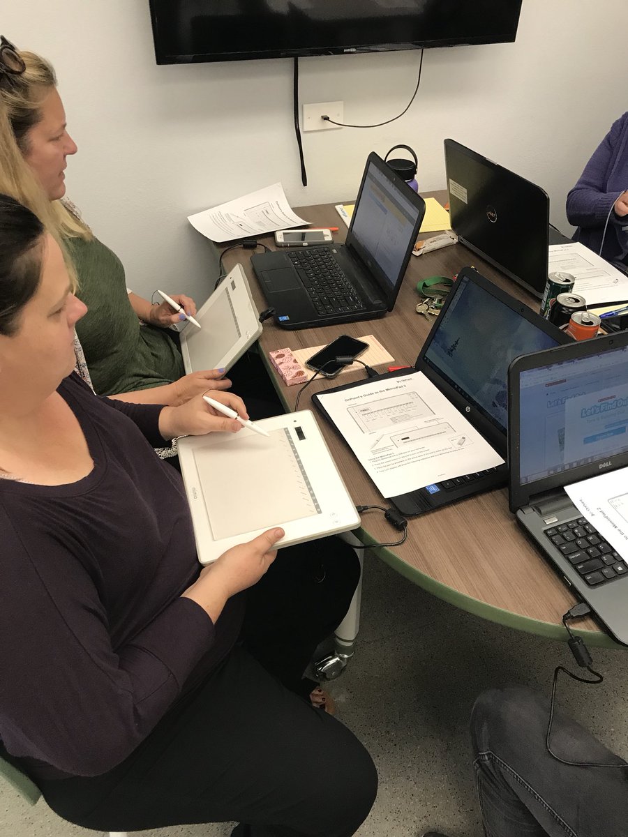 Haweselementary's tweet photo. Team Hawes learning about #mimiomobile! Getting ready for our classroom renovations through measure q! #learninghats #newtechnology #collaboration #stationrotation #behawesome #hawesnation #measureq https://t.co/JvJY1qIJ2G