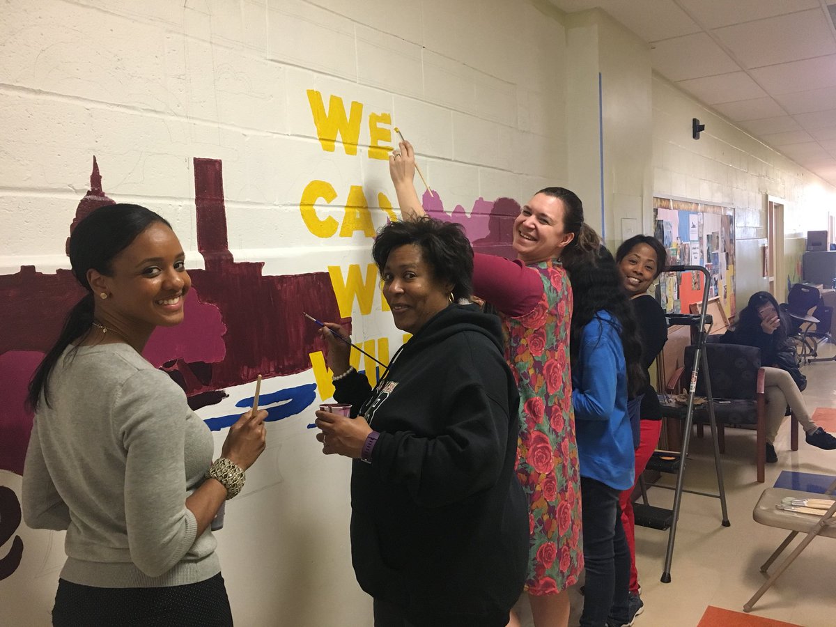 BaltimoreSum's tweet photo. AMAZING artists @LBECDC One Day until the Library opens! @RedskinsCR @tdjf https://t.co/NqFVKtdbI5