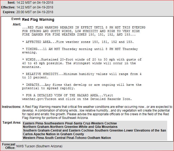 CCFirenIncident's tweet photo. #REDFLAGWARNING REMAINS IN EFFECT UNTIL 8 PM MST THIS EVENING
FOR #STRONGWINDS #GUSTYWINDS #LOWHUMIDITY #HIGHFIREDANGER TO #VERYHIGHFIREDANGER FOR #FIREWEATHERZONE 150 151 152 153 #AzWx #NWSTucson #CochiseCounty #SantaCruzCounty #PimaCounty https://t.co/uv3Ik8XkKX