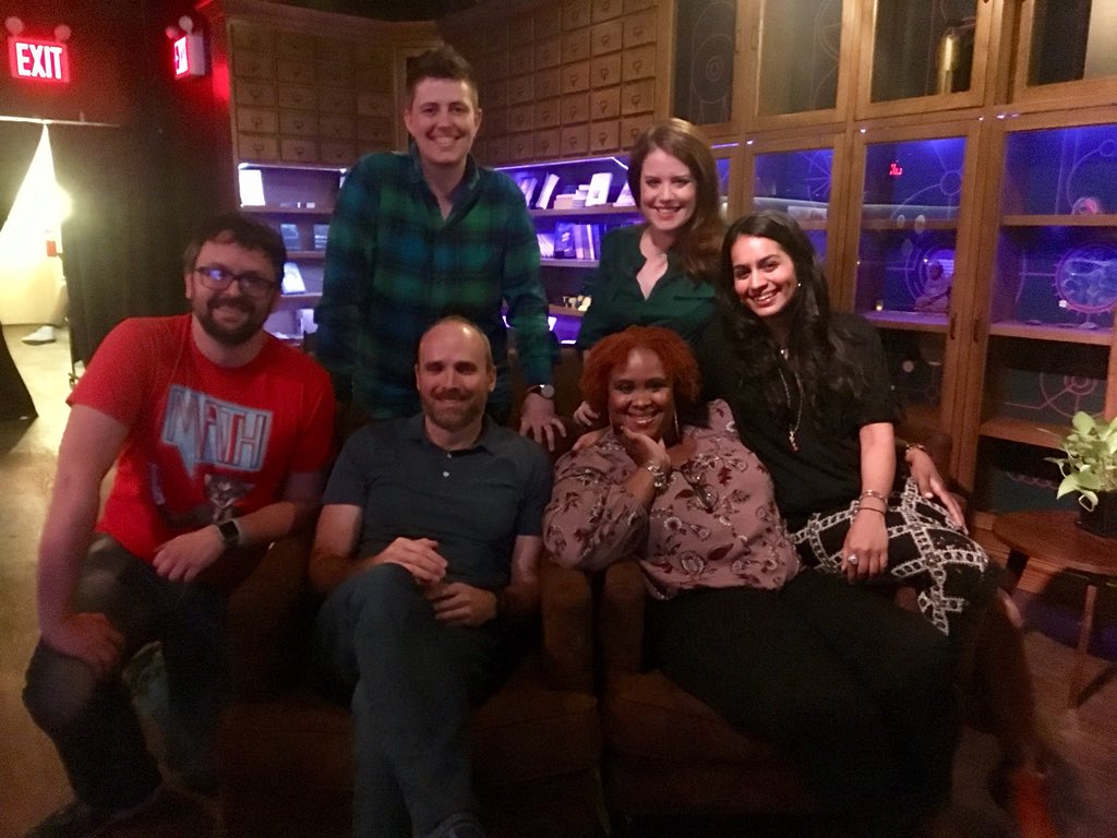 MathforAmerica's tweet photo. It’s 5:30p.m. and the @story_collider doors are open! We’re excited to cheer on MƒA teachers as they tell personal stories about life inside and outside of the STEM classroom. #MfAThursdayThinks https://t.co/cjBCyGS6Iw