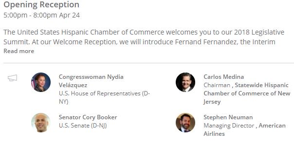 So excited for the <a href="/USHCC/">USHCC</a> next week in DC.. Amazing line up ! <a href="/CoryBooker/">Cory Booker</a>  <a href="/NydiaVelazquez/">Rep. Nydia Velazquez</a> <a href="/ssneuman/">Stephen Neuman</a> <a href="/CarlosMedinaEsq/">Carlos Medina</a> #USHCCLegislative ..We are #StrongerTogether