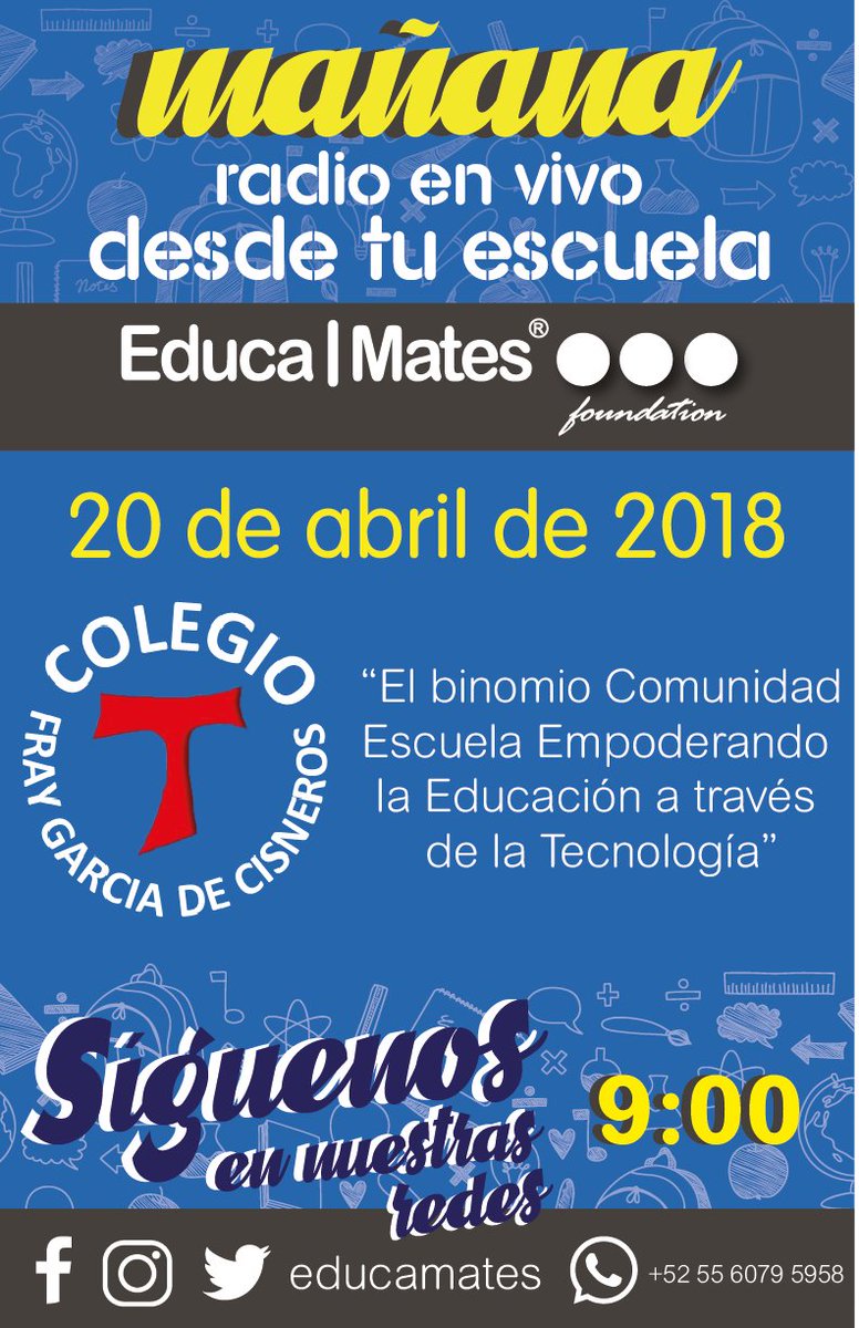 EducaMates_mx's tweet photo. El tema de hoy: "El binomio Comunidad-Escuela, empoderando la educación a través de la tecnología" Síguenos en nuestras redes sociales. Nos encuentras en Facebook, Instagram y Twitter como Educa Mates. https://t.co/p1PnZeKfjd