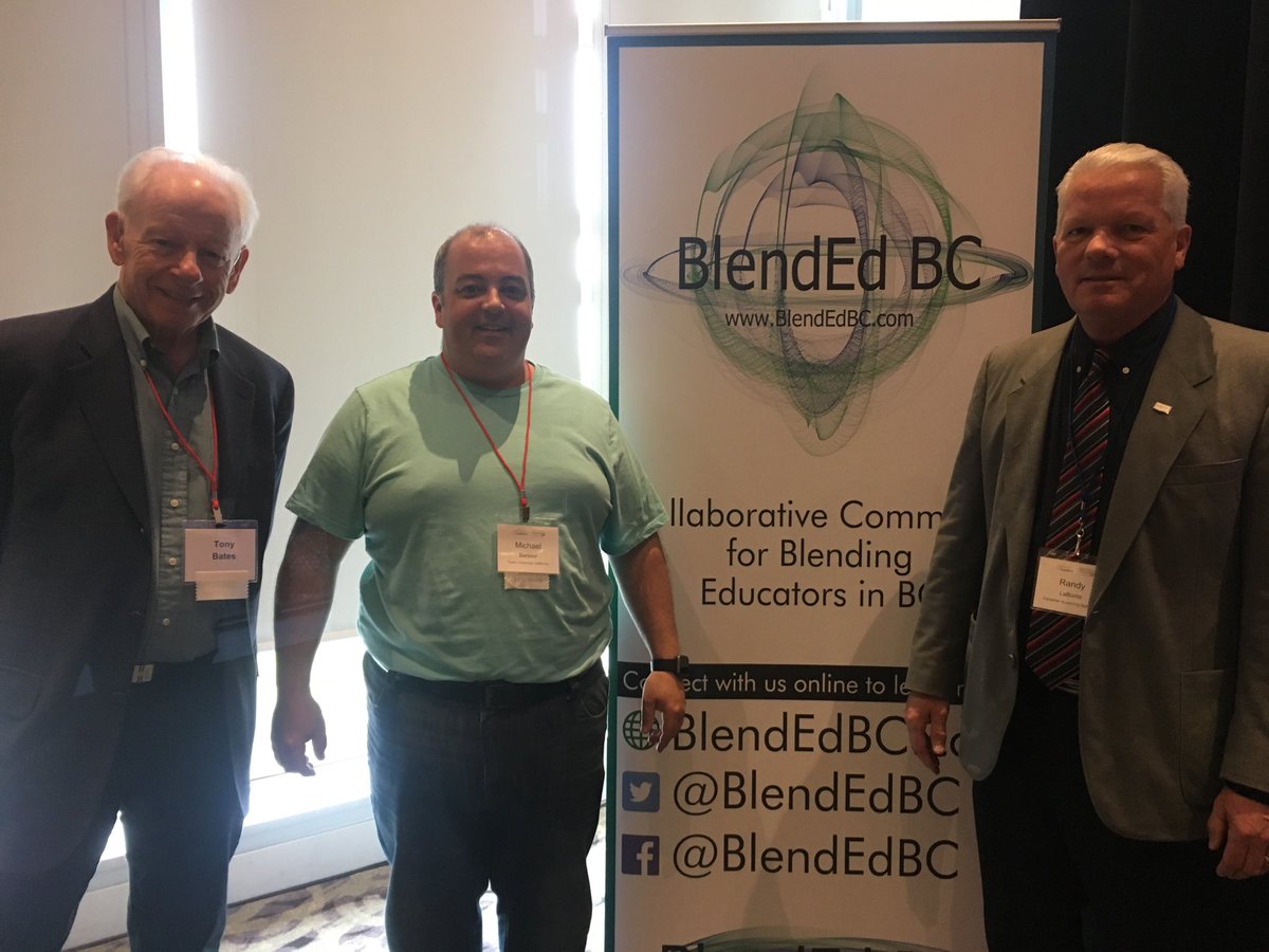 miriam_bride's tweet image. The founding fathers of K-12 online and blended pedagogy Bates, Barbour and Labonte!  @BlendEdBC #CANeLearn #DLsymp18 #sd48