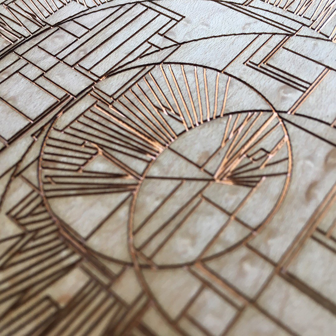 JacobJoaquin's tweet photo. Spiral Lines, Rectangles and Circles 20180415
By J. Joaquin and J. Good
Code, Copper, Wood
· · ·
#abstract #art #creativeCoding #generative #generativeArtifact #laserEtch #processing https://t.co/gXVrpTr5M1