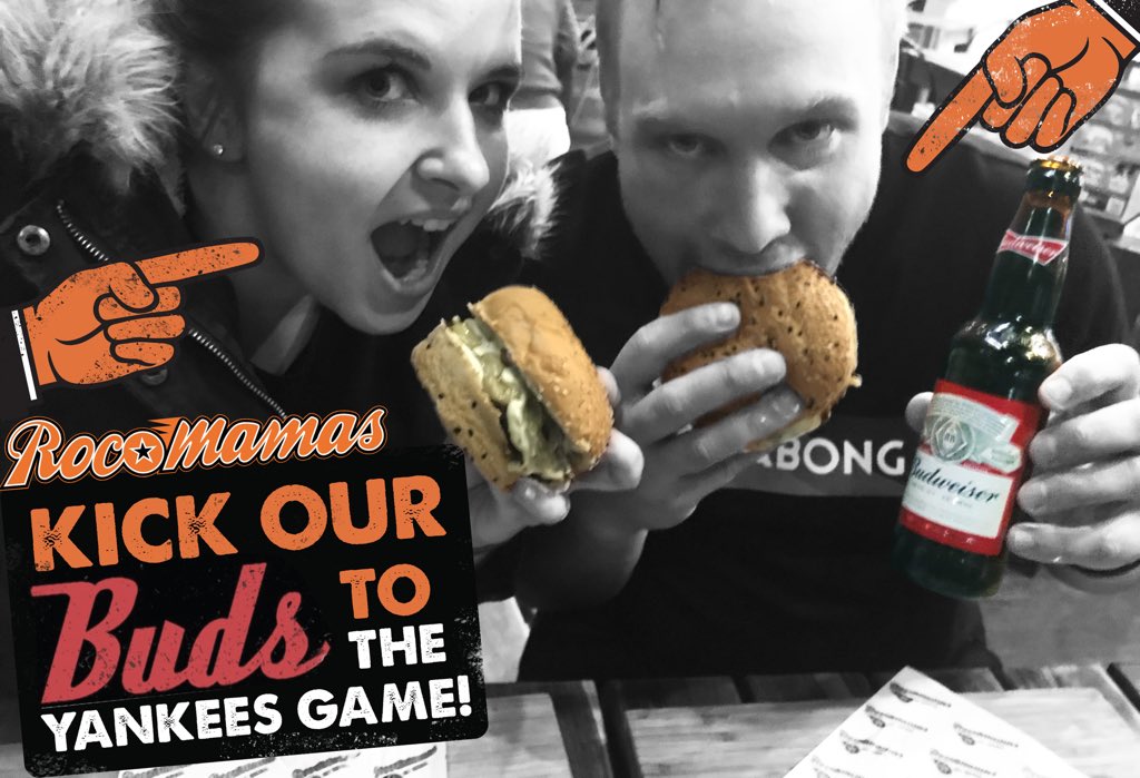 BernelleVisser's tweet photo. Yankees ball game &amp; burger alert! Get down to @rocomamas for rocking #smashburgers with #budweisers to stand a chance to win! #rmbuds #burgers #beer #rocomamas #best #yankees #newyorkcity https://t.co/3AjS4o9TRq