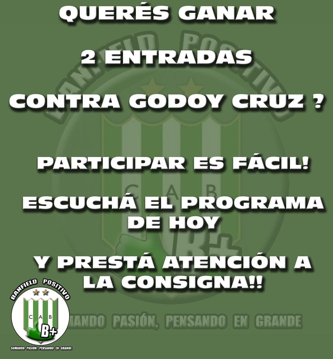 BanfieldPositiv's tweet photo. Y no te olvides que hoy te llevas dos entradas para el Sábado !! https://t.co/CbzxcTf0Kb