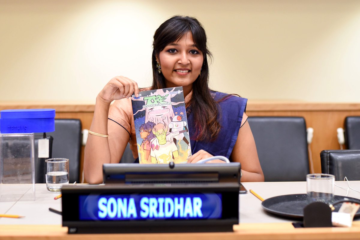 unicefchief's tweet photo. Good luck Sona! Seeing young people like you raising climate awareness is so inspiring. Thanks to you and to our key partners for being champions for children. #ClimateComic https://t.co/MhYIRA28h3