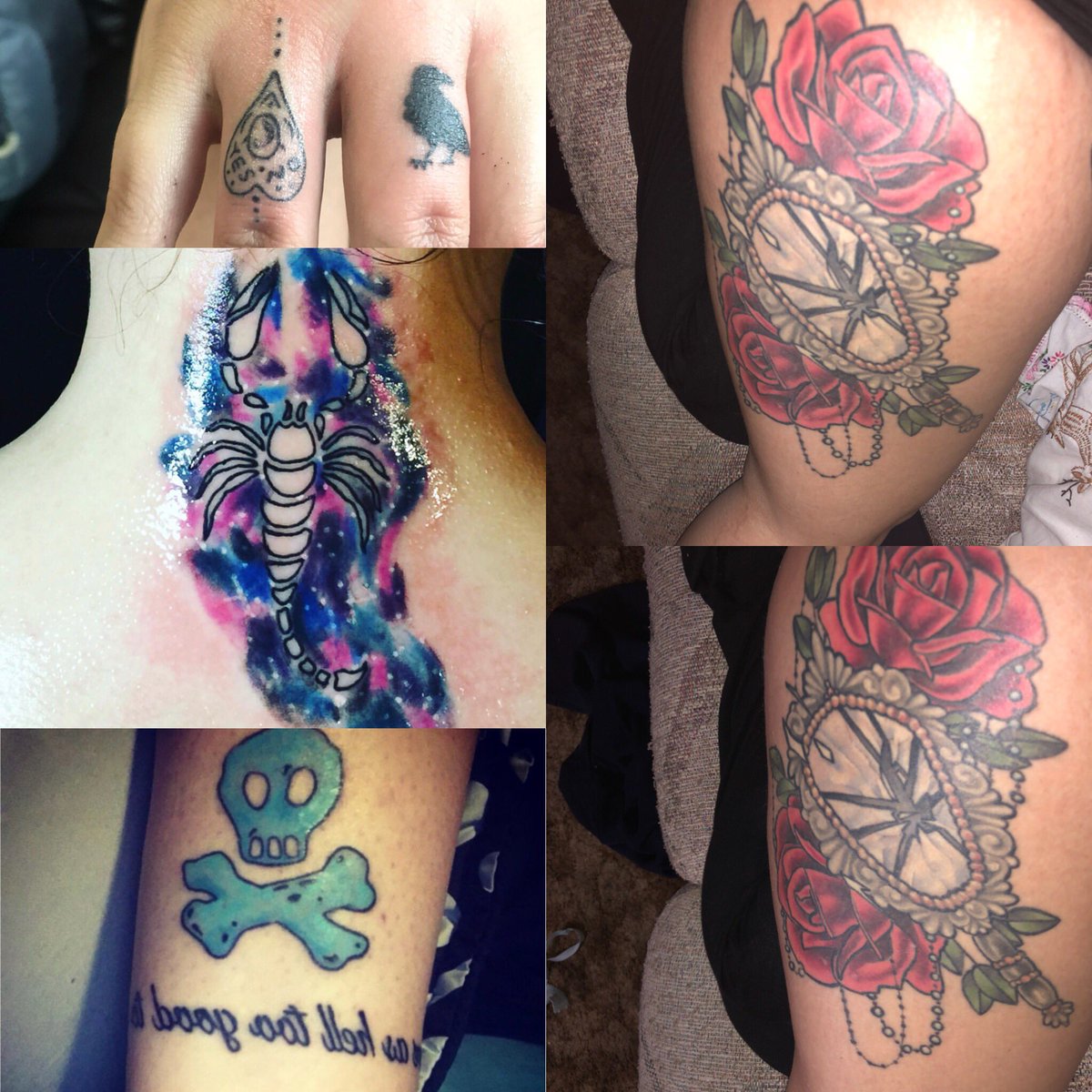 A compilation of my tattoos #tattoolife #thighpiece #necktattoo #ankletattoo