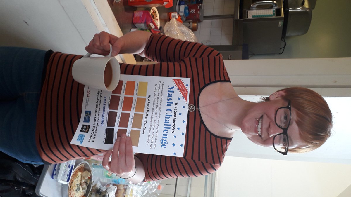 Our lovely support worker Cat has given her 'Full Mon-Tea' 8/10, as part of the <a href="/Mayorsconsort/">LordMayorsConsort</a>'s #mashchallenge. 
#howdoyoutakeyours <a href="/SheffieldCarers/">Sheffield Carers Centre</a> <a href="/SheffFutures/">Sheffield Futures</a> <a href="/YACChampShef/">Sheffield University- Young Adult Carers</a> <a href="/SHUOutreach/">Schools, Colleges and Community Outreach</a>? #ratemybrew bit.ly/2J5pqb4
