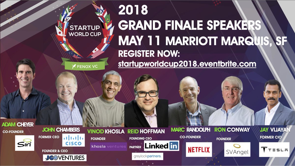 SWCPTV's tweet photo. Meet Top Startup Celebrities in One Event: Startup World Cup Grand Finale. Register here: https://t.co/69YX7Se93O https://t.co/nBpsFHVhLl