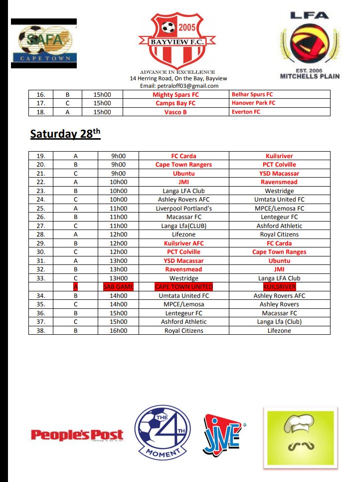 the4thmoment's tweet photo. Bayview U16 Youth Cup playoff fixtures taking place in Langa.
#bayviewfc
#youthcupu16
#everydropcounts https://t.co/NSAtpX22m3