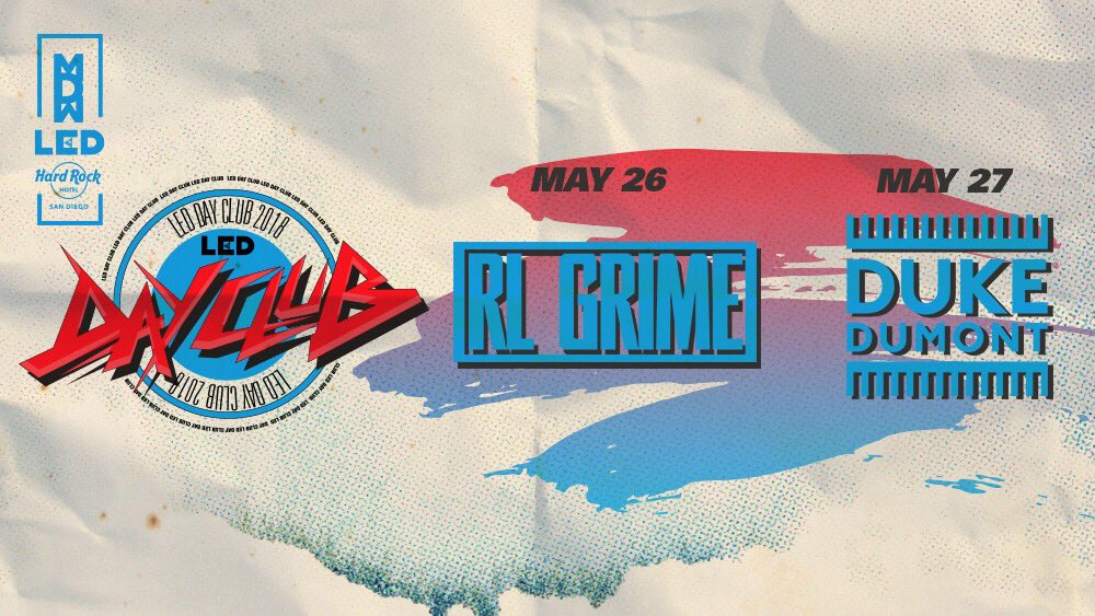 LEDpresents's tweet image. 💦 @LEDDayClub is coming your way  
Bringing you @RLGRIME &amp;amp; @DukeDumont this Memorial Day Weekend at @HardRockSD rooftop 🇺🇸

Tickets on sale Tuesday 4/24 at noon ⏰