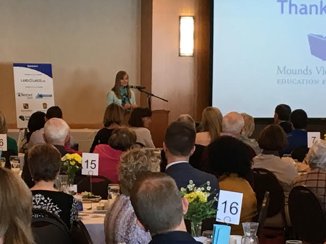 MVSchoolsEF's tweet photo. Great stories shared by @moundsviewhigh alum Erin McGillivray at today's Partnering for Education lunch. #PFE2018 #MVSEF https://t.co/aKFAJX0or1