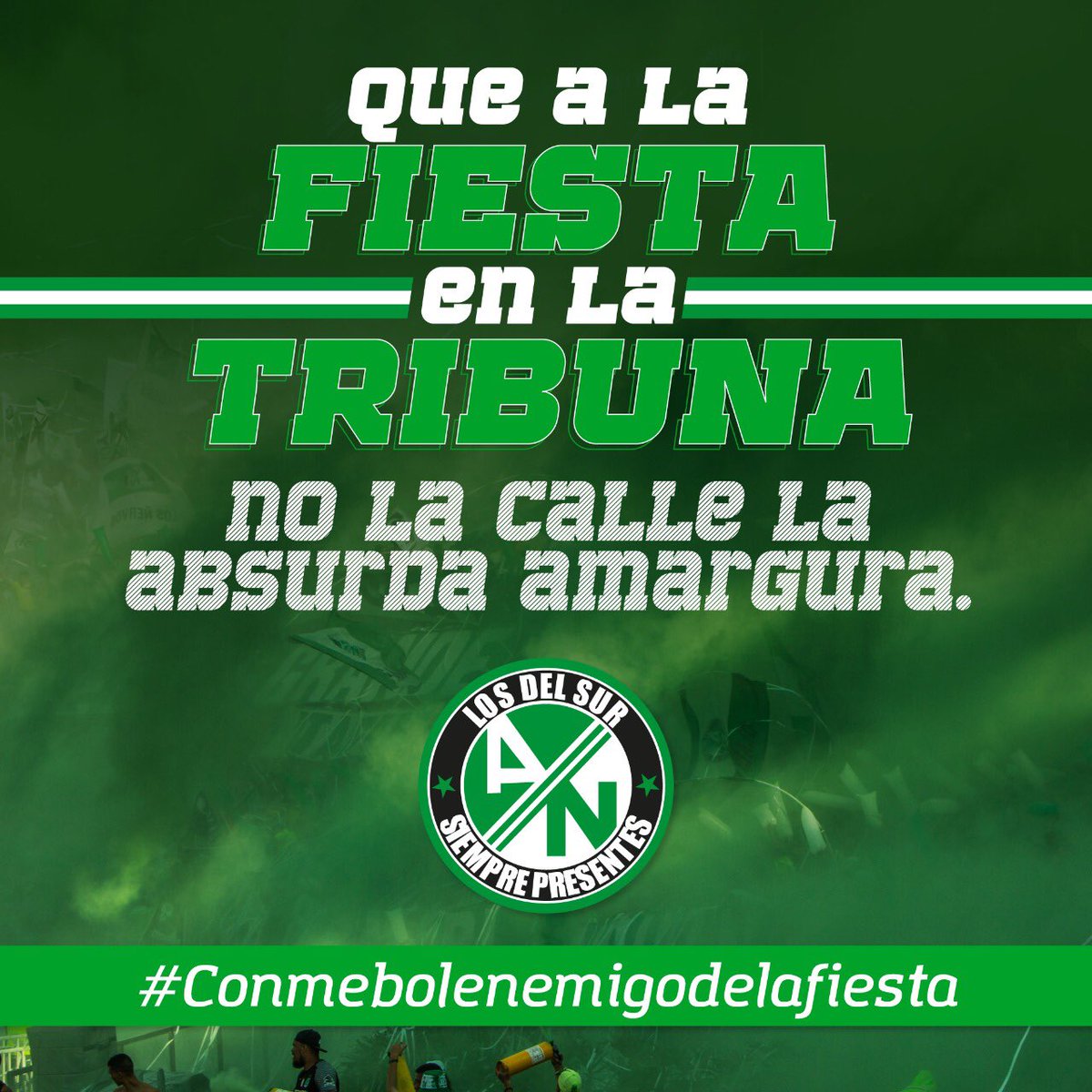 La <a href="/CONMEBOL/">CONMEBOL.com</a> quiere acabar la fiesta en los estadios de suramérica prohibiendo todo con excusas estúpidas! El fútbol es alegría, colorido, banderas, papelitos, familia, fiesta. Hinchadas del continente elevemos unidos nuestra voz de protesta! #ConmebolNoMatesLaFiesta