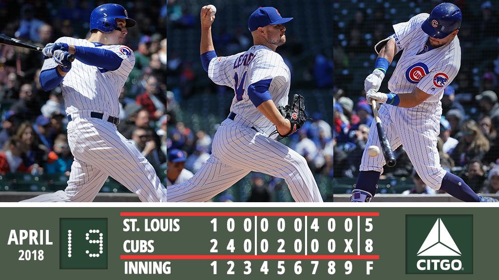 Cubs's tweet photo. #Cubs bounce back to beat Cardinals.

Recap: https://t.co/heDYTveHzQ #EverybodyIn https://t.co/yvGDgxrWyp