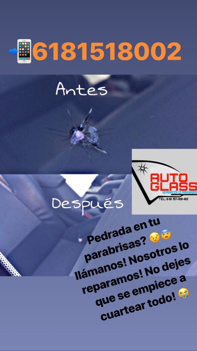 RpPARABRISASDgo's tweet image. PEDRADA EN TU PARABRISAS? 😨😣 Llámanos! Nosotros lo reparamos 😍📲 6181518002 contamos con servicio a domicilio! 🚘🤭 #Durango #losmejores! #consientetuauto