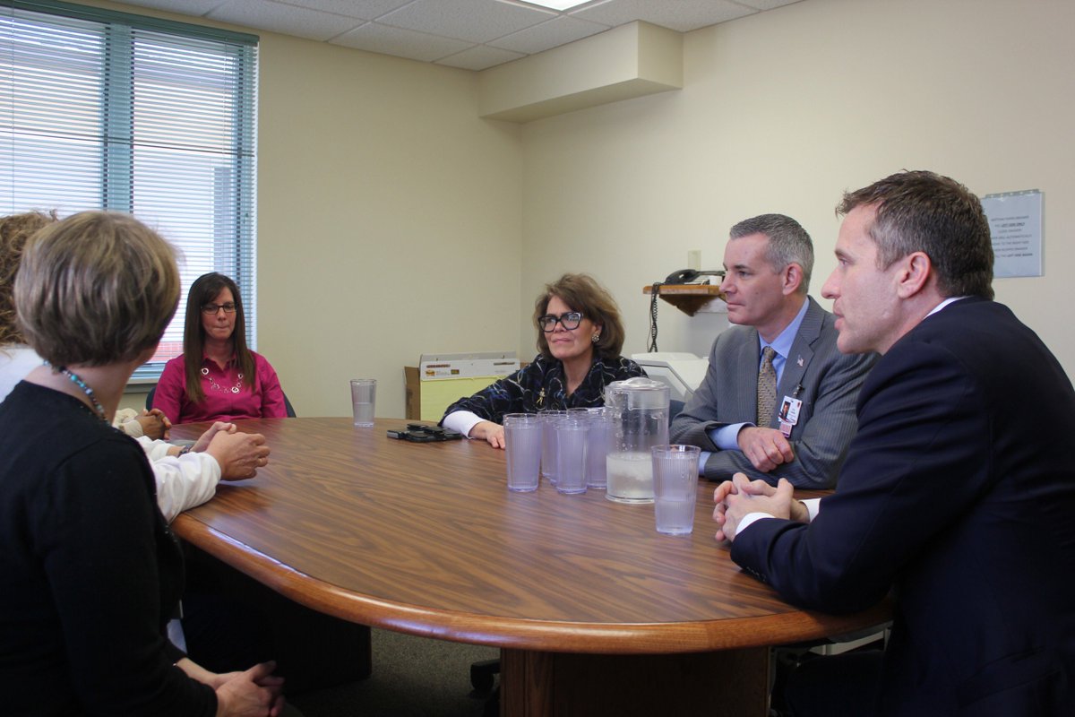 EricGreitens's tweet photo. We've been working hard to protect our veterans and ensure they get quality care. Today, I met with the new administrator of the St. Louis Veterans Home to talk about their work to do better for veterans. Solid progress so far--know they will continue to improve. https://t.co/cZ398SWKWv