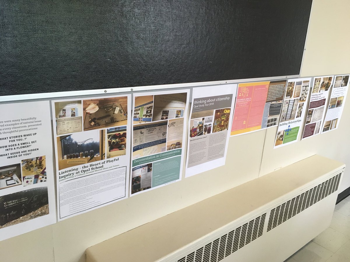 bourne_carrie's tweet photo. Documentation panels reflecting the experiences of teachers &amp; administrators that attended @TCFCL in March being shared at our Creating Spaces for Playful Inquiry final session #sd38learn https://t.co/pDZ02HqRYZ