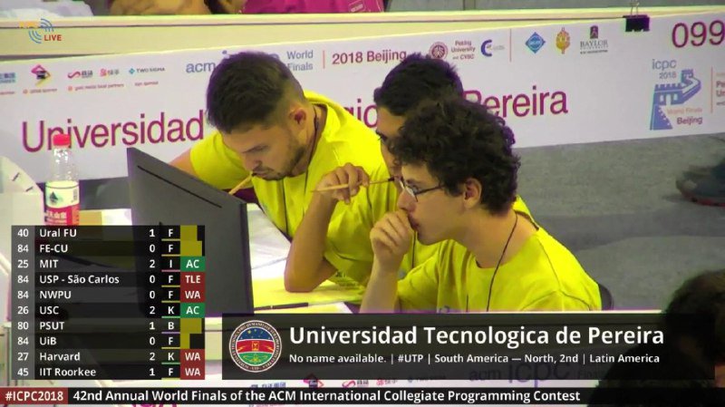 UTPereira's tweet photo. Estamos muy emocionados por la participación del team la UTP en la maratón mundial de programación en #beijing2018 . Vamos #NoNameAvailable #colombia #ICPC2018 @YefriGaitan @pin3da_ @UTPereira #UTP @PerTechTalks https://t.co/BTLMEqlll7